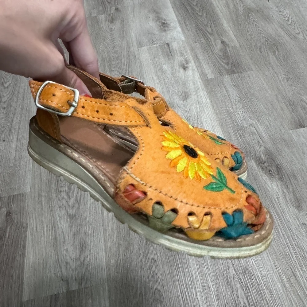 Made in Mexico Sunflower Girls Shoes Sandals Colorful Brown